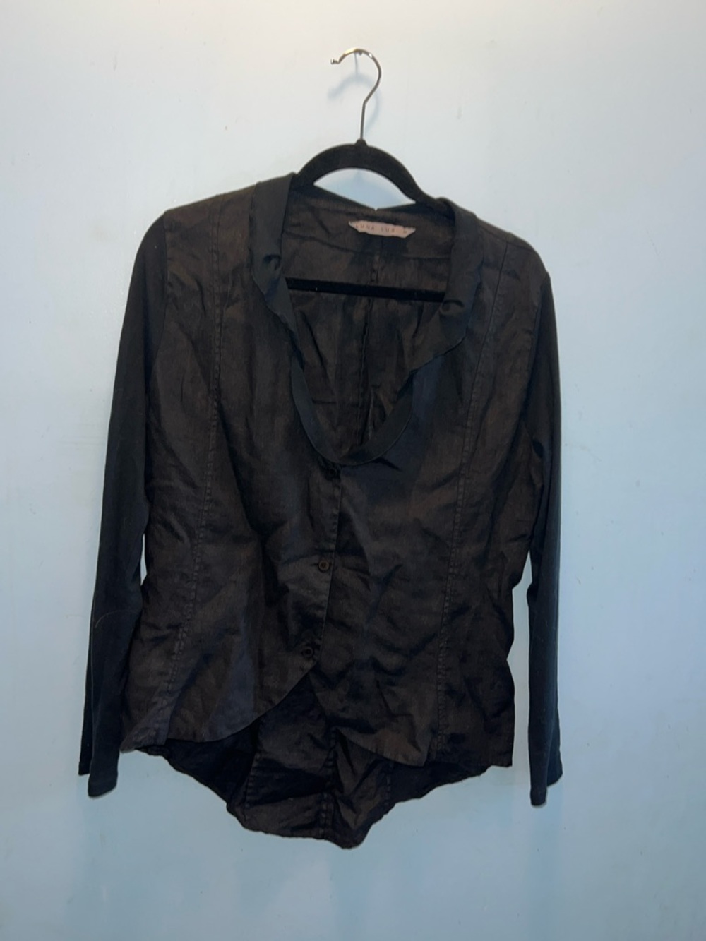 Luna Luz Black Collared Button Shirt